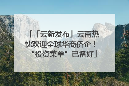 「云新发布」云南热忱欢迎全球华商侨企！“投资菜单”已备好