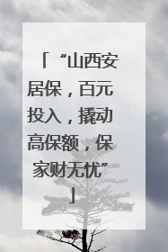 “山西安居保，百元投入，撬动高保额，保家财无忧”