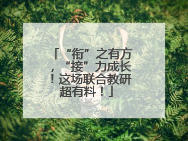 “衔”之有方，“接”力成长！这场联合教研超有料！