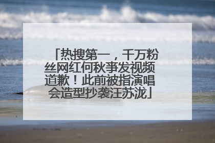 热搜第一，千万粉丝网红何秋亊发视频道歉！此前被指演唱会造型抄袭汪苏泷