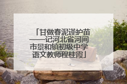 甘做春泥谨护苗——记河北省河间市景和镇初级中学语文教师程桂霞
