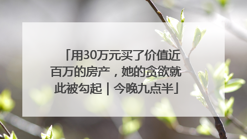 用30万元买了价值近百万的房产，她的贪欲就此被勾起｜今晚九点半