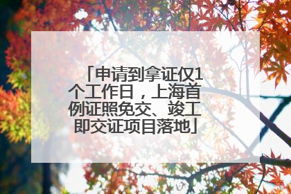 申请到拿证仅1个工作日，上海首例证照免交、竣工即交证项目落地