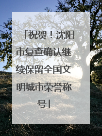 祝贺！沈阳市复查确认继续保留全国文明城市荣誉称号
