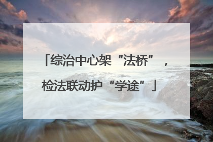 综治中心架“法桥”，检法联动护“学途”