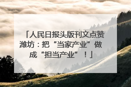 人民日报头版刊文点赞潍坊：把“当家产业”做成“担当产业”！