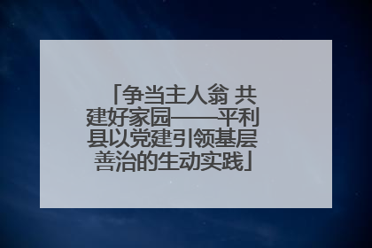 争当主人翁 共建好家园——平利县以党建引领基层善治的生动实践
