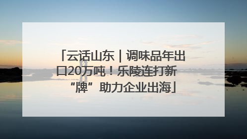云话山东｜调味品年出口20万吨！乐陵连打新“牌”助力企业出海