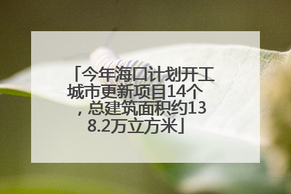 今年海口计划开工城市更新项目14个，总建筑面积约138.2万立方米