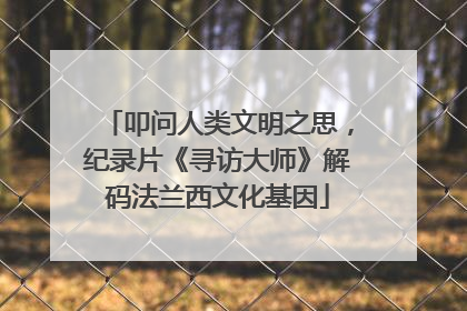 叩问人类文明之思，纪录片《寻访大师》解码法兰西文化基因