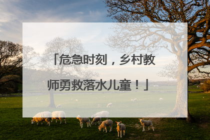 危急时刻，乡村教师勇救落水儿童！