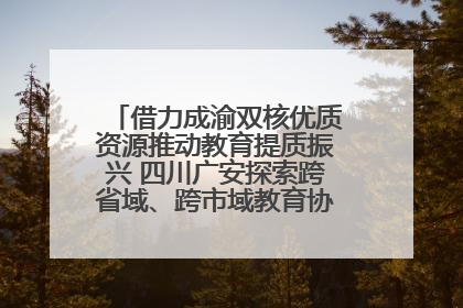 借力成渝双核优质资源推动教育提质振兴 四川广安探索跨省域、跨市域教育协同发展新路径