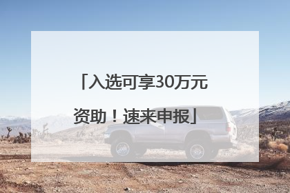 入选可享30万元资助！速来申报