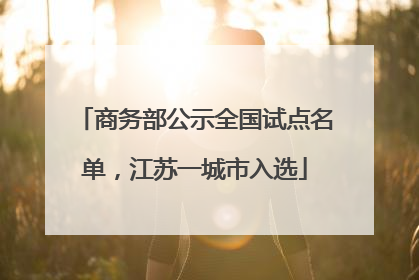 商务部公示全国试点名单，江苏一城市入选