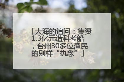 大海的追问：集资1.3亿元造科考船，台州30多位渔民的别样“执念”