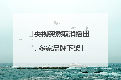 央视突然取消播出，多家品牌下架