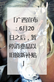 广西宣布：6月20日之后，暂停消费品以旧换新补贴