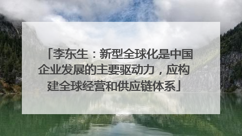 李东生：新型全球化是中国企业发展的主要驱动力，应构建全球经营和供应链体系