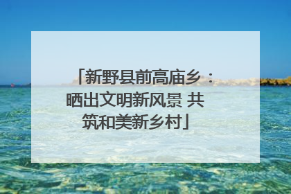 新野县前高庙乡：晒出文明新风景 共筑和美新乡村