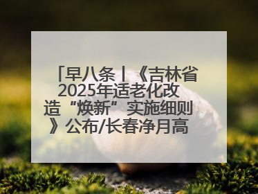 早八条丨《吉林省2025年适老化改造“焕新”实施细则》公布/长春净月高新区将发放200万元汽车消费券！