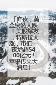 昨夜，黄金突然大跌！美股爆发，特斯拉大涨，市值一夜增超5400亿元！苹果传来大消息