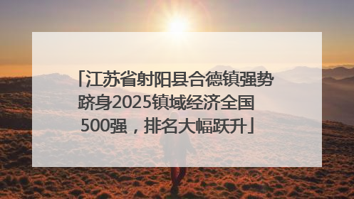 江苏省射阳县合德镇强势跻身2025镇域经济全国500强，排名大幅跃升