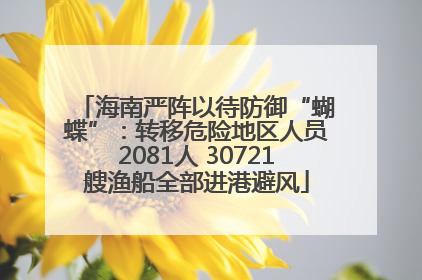 海南严阵以待防御“蝴蝶”：转移危险地区人员2081人 30721艘渔船全部进港避风