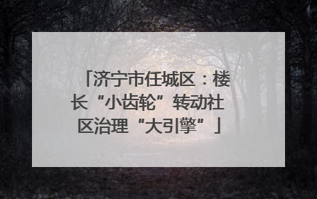 济宁市任城区：楼长“小齿轮”转动社区治理“大引擎”