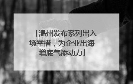 温州发布系列出入境举措，为企业出海增底气添动力