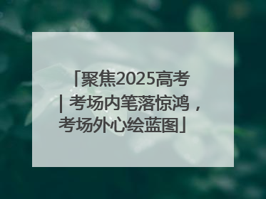 聚焦2025高考｜考场内笔落惊鸿，考场外心绘蓝图