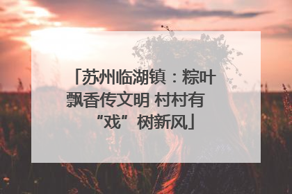 苏州临湖镇：粽叶飘香传文明 村村有“戏”树新风
