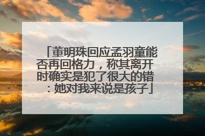 董明珠回应孟羽童能否再回格力，称其离开时确实是犯了很大的错：她对我来说是孩子