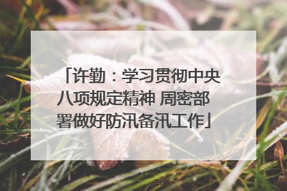 许勤：学习贯彻中央八项规定精神 周密部署做好防汛备汛工作