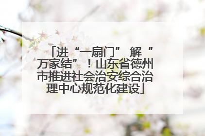进“一扇门” 解“万家结”！山东省德州市推进社会治安综合治理中心规范化建设