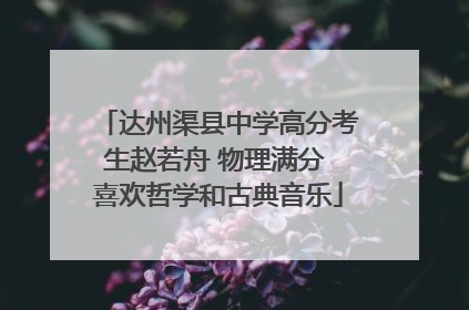 达州渠县中学高分考生赵若舟 物理满分 喜欢哲学和古典音乐