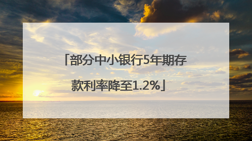 部分中小银行5年期存款利率降至1.2%