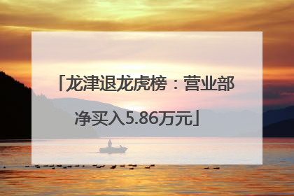 龙津退龙虎榜：营业部净买入5.86万元