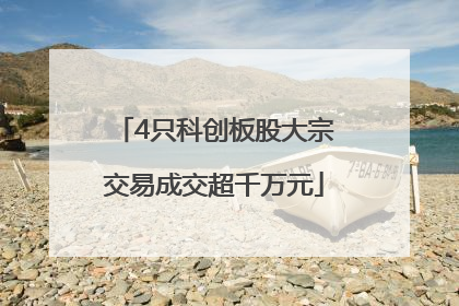 4只科创板股大宗交易成交超千万元