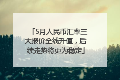 5月人民币汇率三大报价全线升值，后续走势将更为稳定