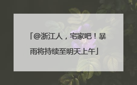 @浙江人，宅家吧！暴雨将持续至明天上午